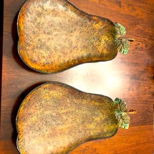 Large metal pear shaped trays (2)